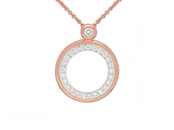 9ct Rose and White Gold Open Circle Diamond Pendant, 0.15ct total