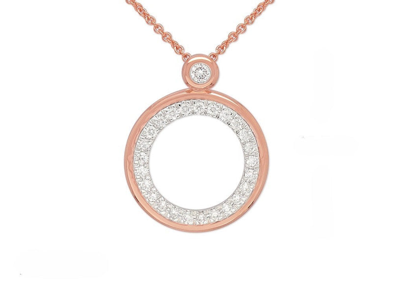 9ct Rose and White Gold Open Circle Diamond Pendant, 0.15ct total