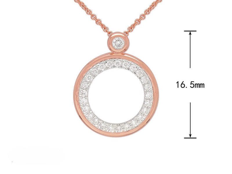 9ct Rose and White Gold Open Circle Diamond Pendant, 0.15ct total