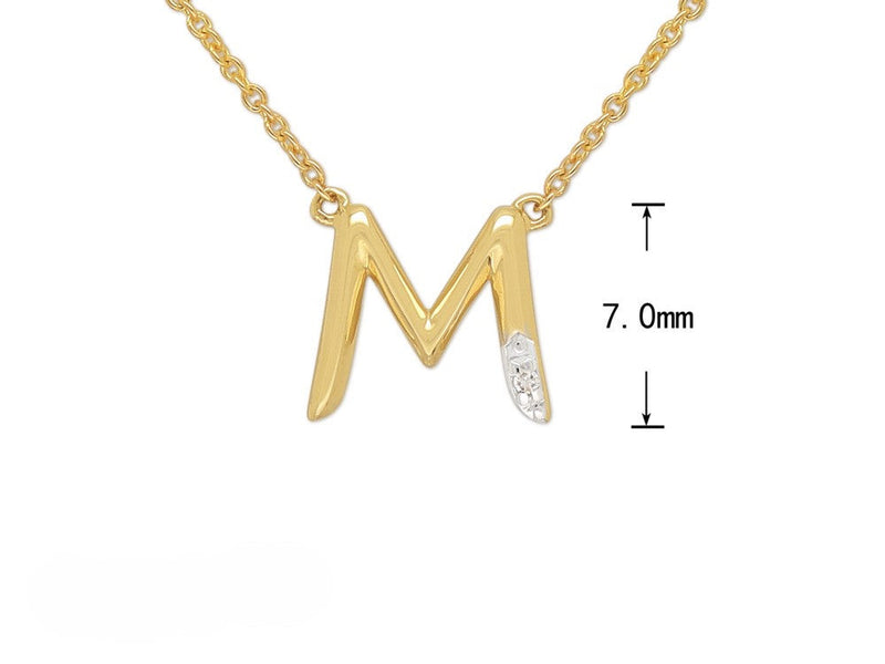 9ct Yellow Gold Diamond set Initial 'M' necklet