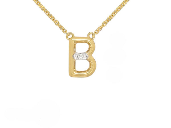 9ct Yellow Gold Diamond set Initial 'B' necklet