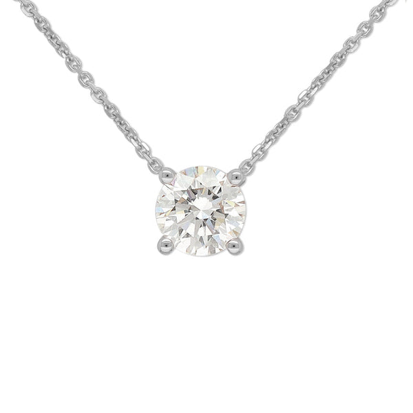9ct White Gold Round Brilliant Cut Diamond Slider Pendant, 0.62ct
