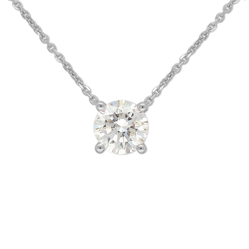 9ct White Gold Round Brilliant Cut Diamond Slider Pendant, 0.62ct