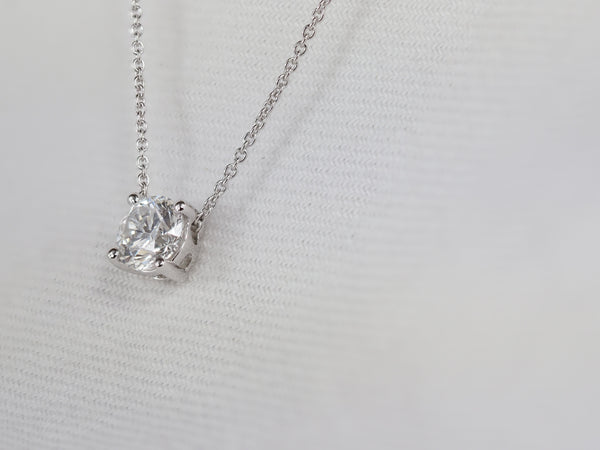 9ct White Gold Round Brilliant Cut Diamond Slider Pendant, 0.62ct