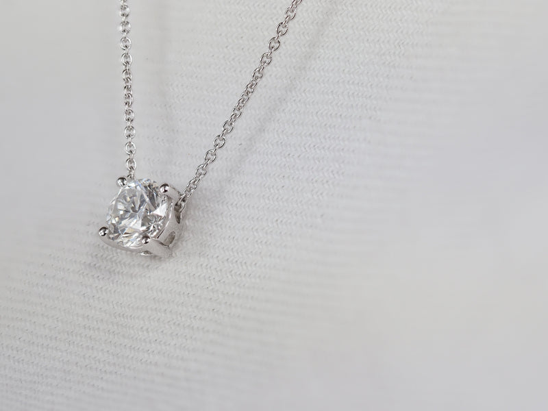 9ct White Gold Round Brilliant Cut Diamond Slider Pendant, 0.62ct