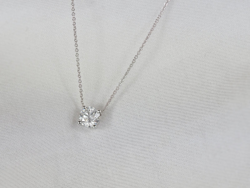 9ct White Gold Round Brilliant Cut Diamond Slider Pendant, 0.62ct