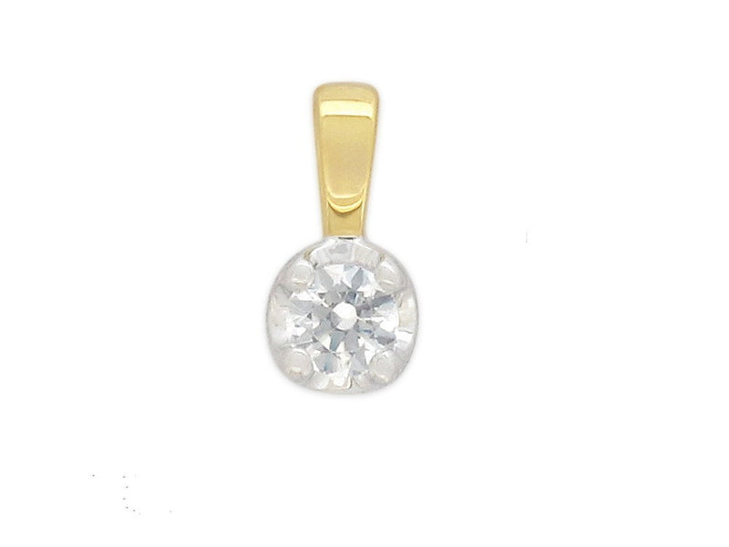 9ct Yellow and White gold Round Diamond pendant, 0.10ct total