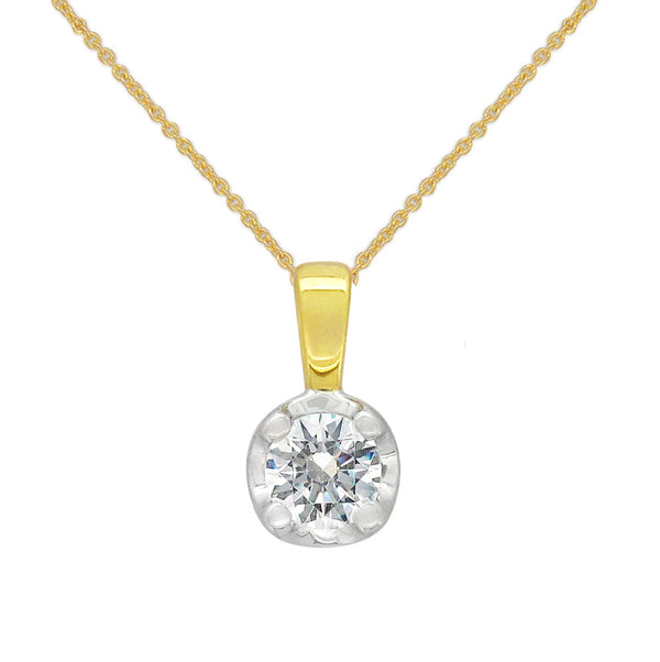 9ct Yellow and White gold Round Diamond pendant, 0.32ct total