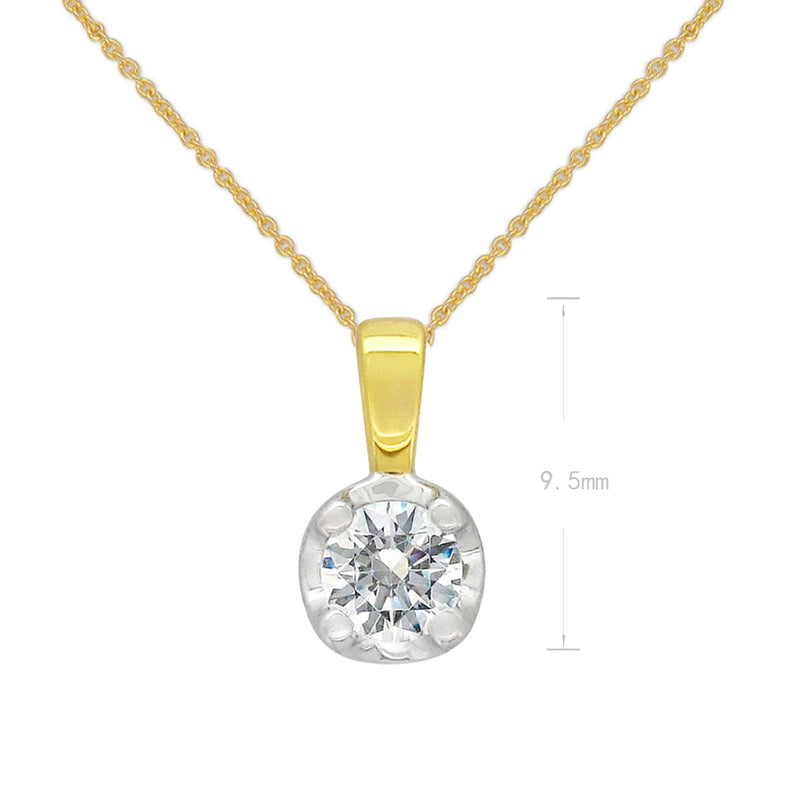 9ct Yellow and White gold Round Diamond pendant, 0.32ct total