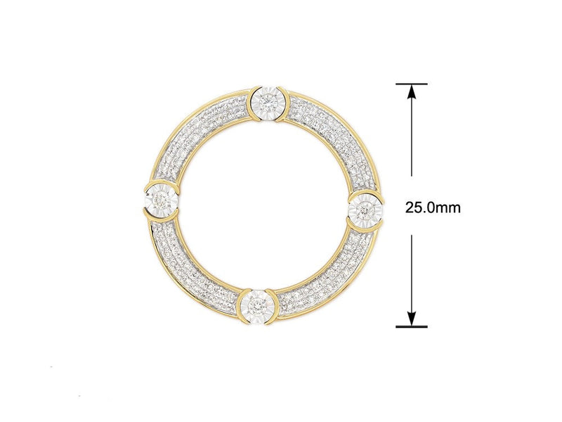 9ct White Gold Diamond circle pendant, 0.25ct total