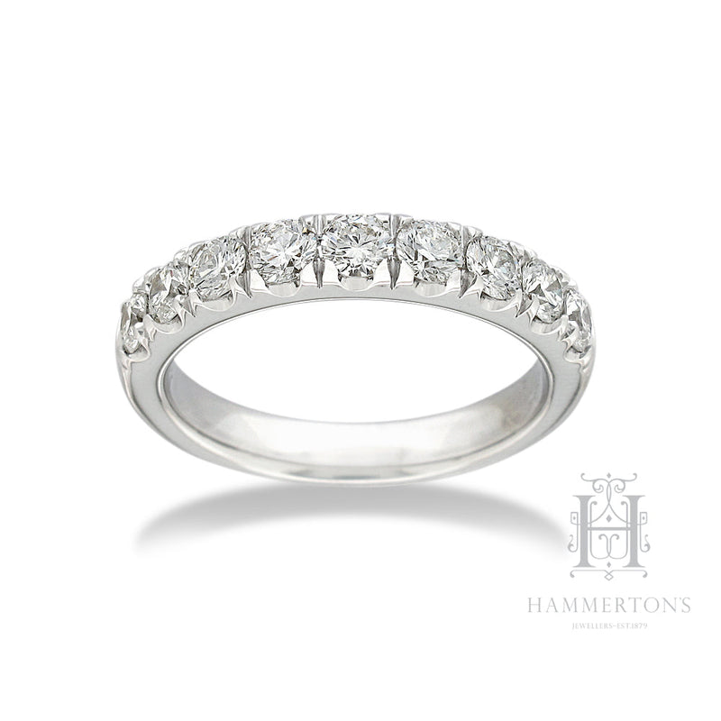 18ct White Gold Round Brilliant cut Diamond Band, 1ct total