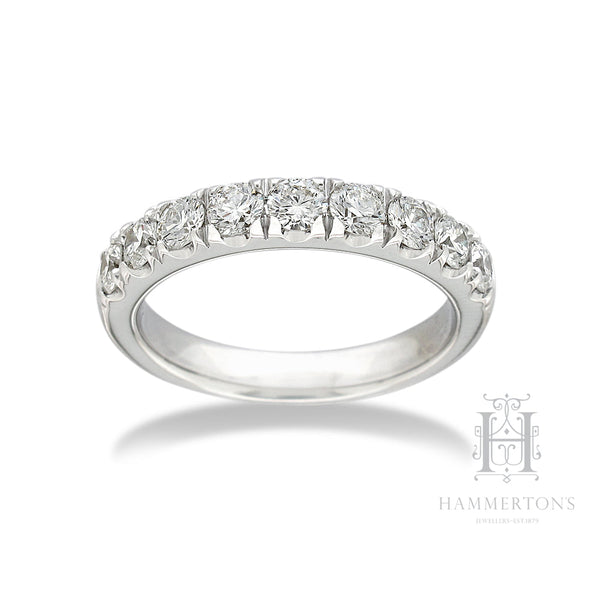 18ct White Gold Round Brilliant cut Diamond Band, 1ct total