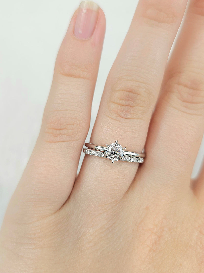 9ct White Gold Claw Set Round Brilliant Cut Diamond Ring, 0.15ct total