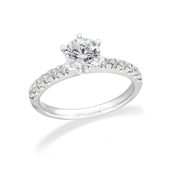 9ct White Gold Lab-Grown Round Brilliant cut Diamond Ring, 0.80ct centre