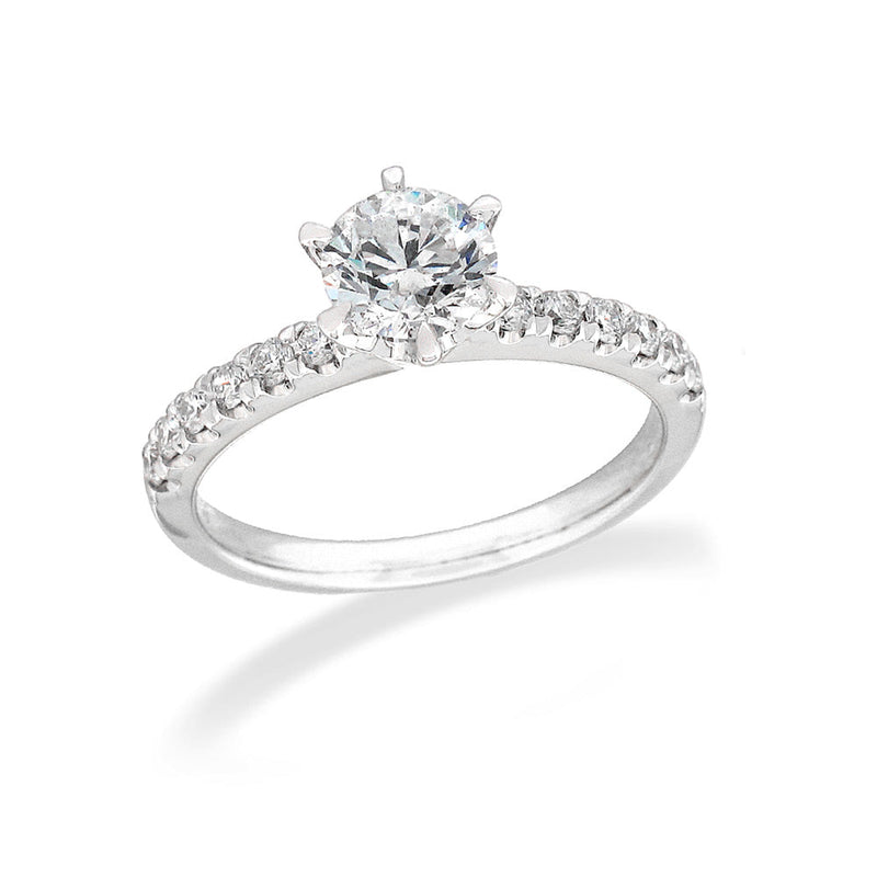 9ct White Gold Lab-Grown Round Brilliant cut Diamond Engagement Ring, 0.80ct centre