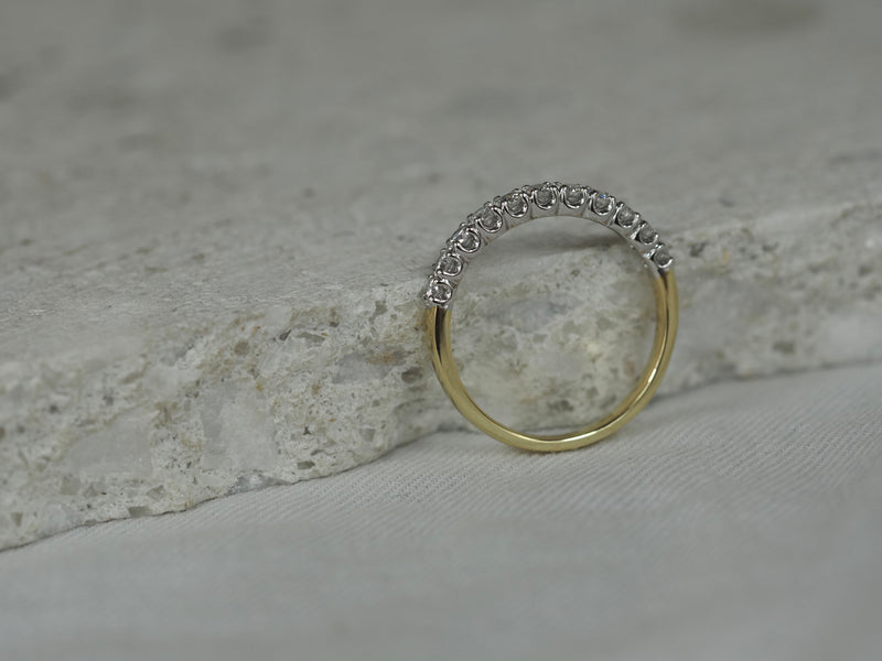 14ct Yellow and White Gold Lab-Grown Round Brilliant Cut Diamond Band, 0.50ct total