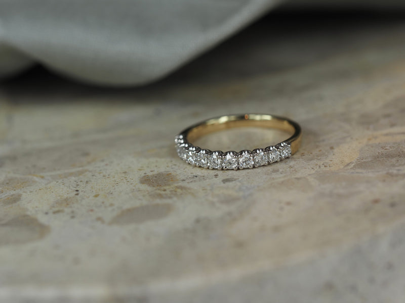 14ct Yellow and White Gold Lab-Grown Round Brilliant Cut Diamond Band, 0.50ct total