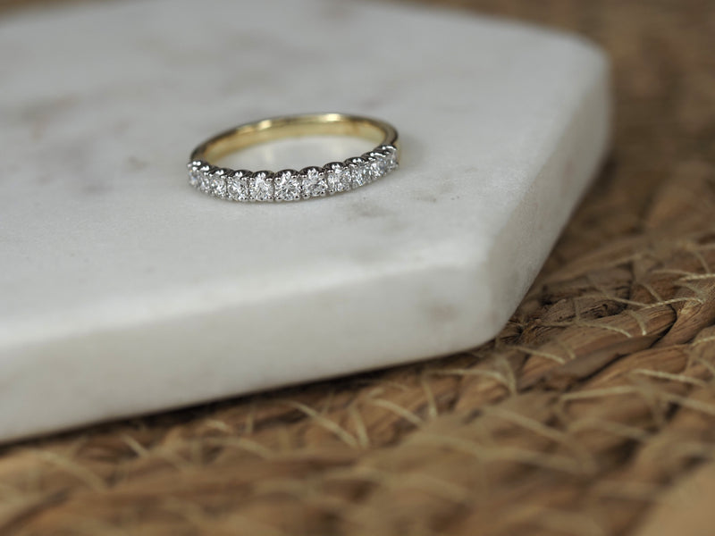 14ct Yellow and White Gold Lab-Grown Round Brilliant Cut Diamond Band, 0.50ct total