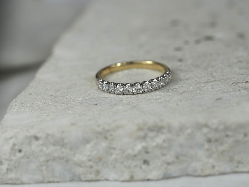 14ct Yellow and White Gold Lab-Grown Round Brilliant Cut Diamond Band, 0.50ct total