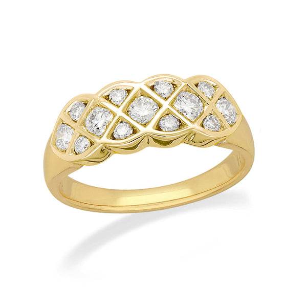 9ct Yellow Gold Diamond Lattice Ring, 0.58ct total
