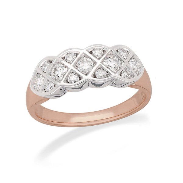 18ct Rose and White Gold Diamond Ring, 0.58ct total