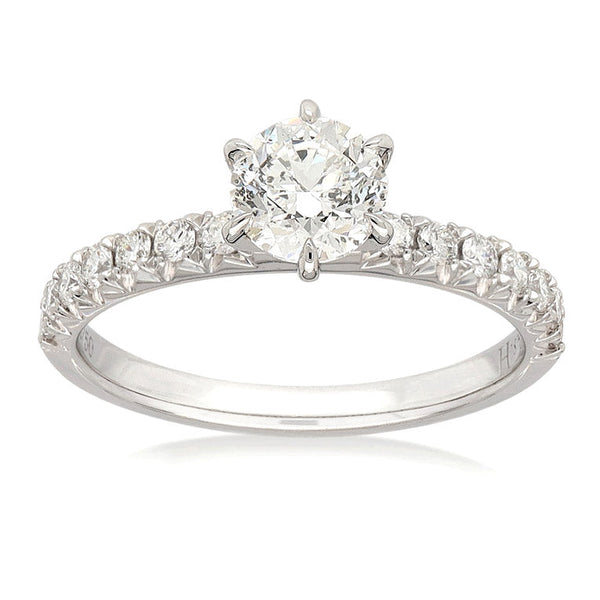 18ct White Gold Round Brillant cut Natural Diamond Engagement ring, 0.70 carat centre
