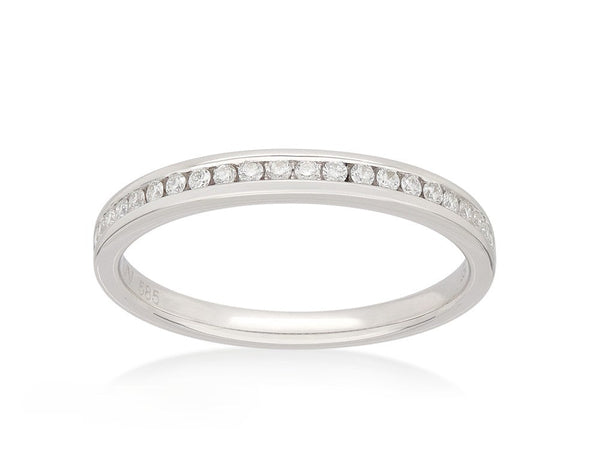 14ct White Gold Lab-Grown Round Brilliant cut Diamond Channel Set Band, 0.15ct total
