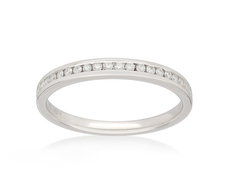 14ct White Gold Lab-Grown Round Brilliant cut Diamond Channel Set Band, 0.15ct total
