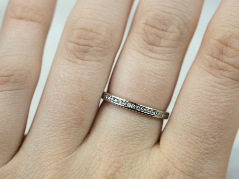 14ct White Gold Lab-Grown Round Brilliant cut Diamond Channel Set Band, 0.15ct total
