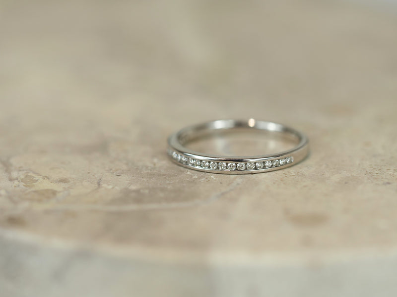 14ct White Gold Lab-Grown Round Brilliant cut Diamond Channel Set Band, 0.15ct total