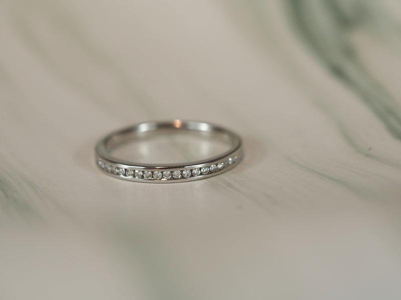 14ct White Gold Lab-Grown Round Brilliant cut Diamond Channel Set Band, 0.15ct total