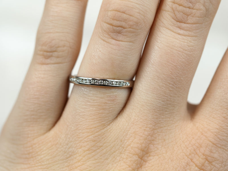 14ct White Gold Lab-Grown Round Brilliant cut Diamond Channel Set Band, 0.15ct total