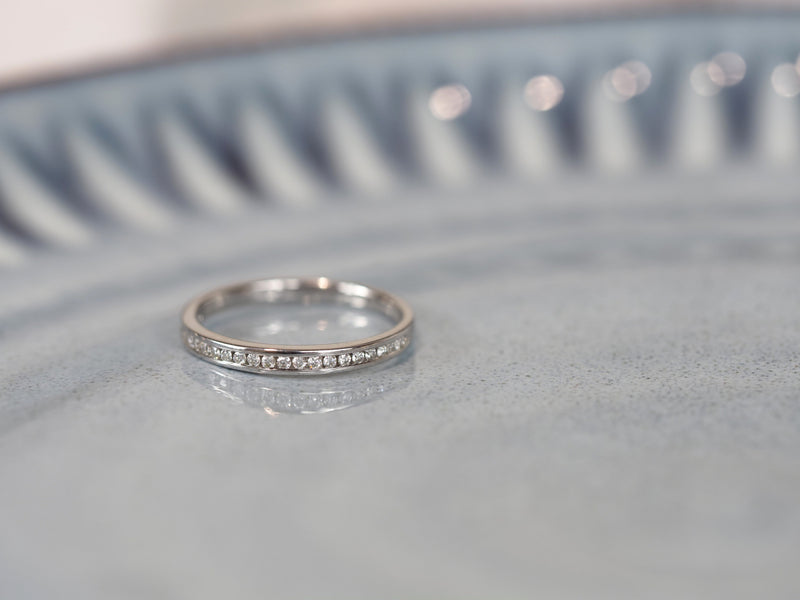 14ct White Gold Lab-Grown Round Brilliant cut Diamond Channel Set Band, 0.15ct total