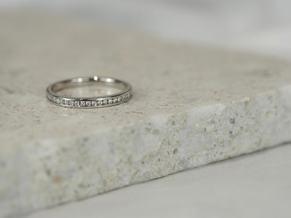 14ct White Gold Lab-Grown Round Brilliant cut Diamond Channel Set Band, 0.15ct total