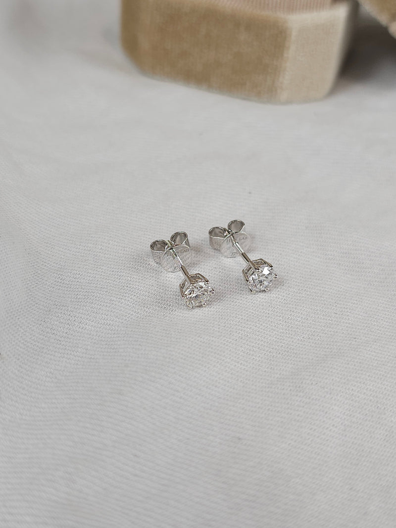 9ct White Gold Lab-Grown Diamond stud earrings, 0.82ct
