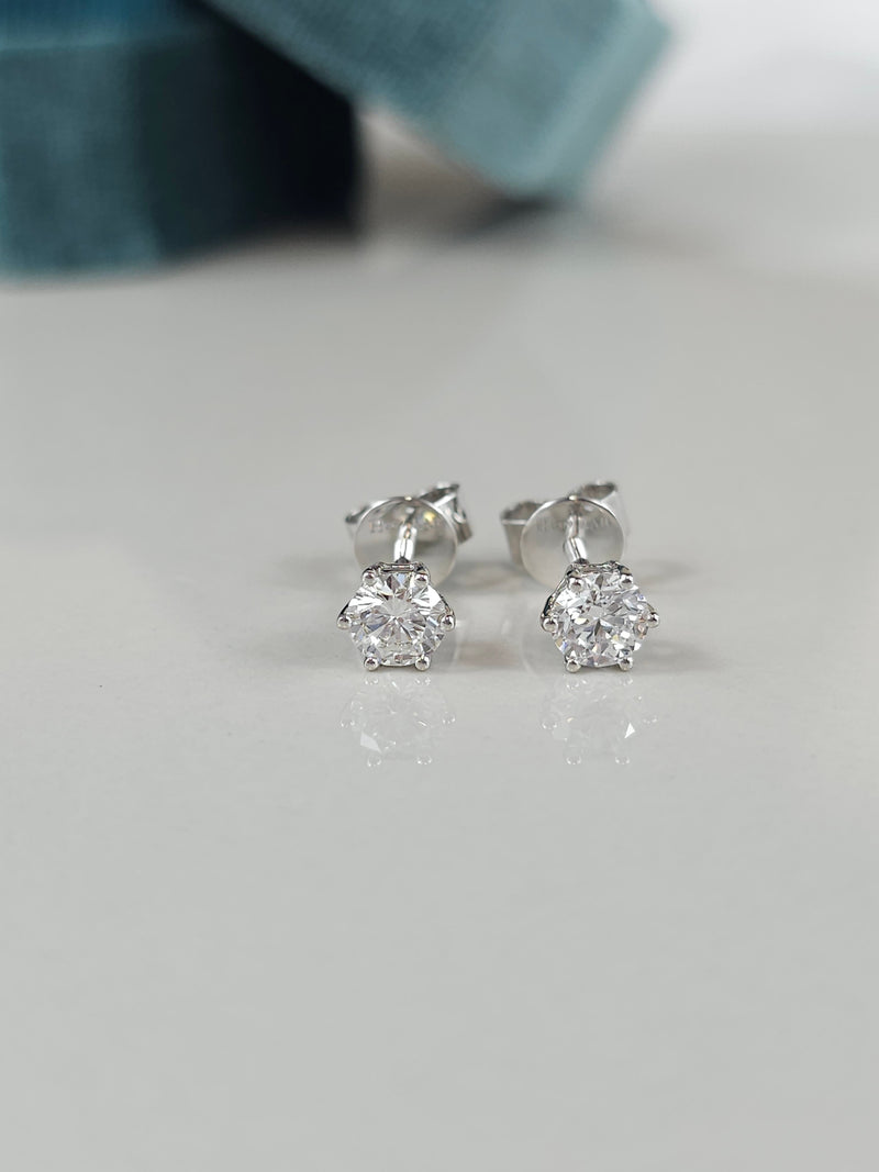 9ct White Gold Lab-Grown Diamond stud earrings, 0.82ct