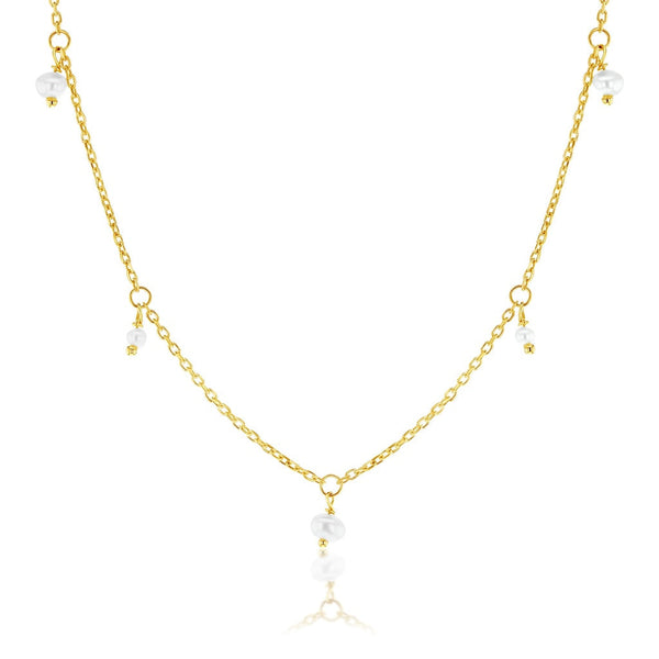 9ct Yellow Gold Chain with Freshwater Pearls, 45cm