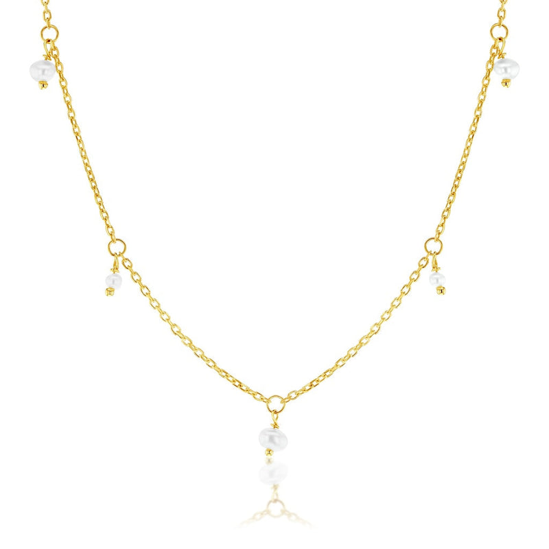 9ct Yellow Gold Chain with Freshwater Pearls, 45cm