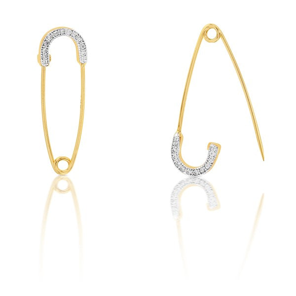 9ct yellow Gold Baby safety pin with CZs