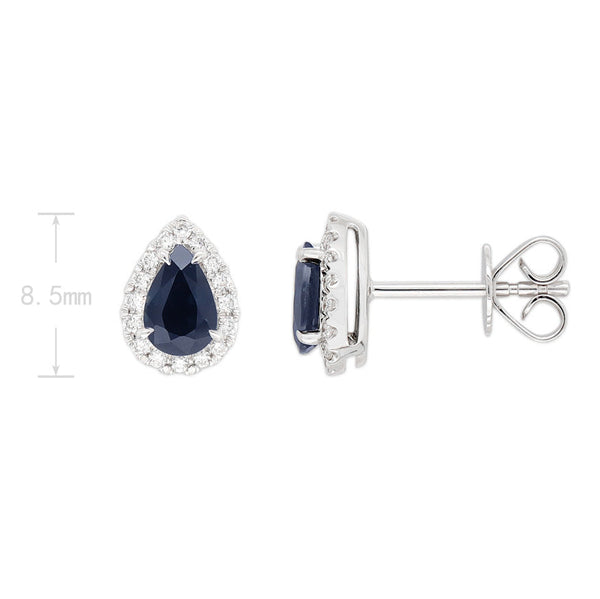 9ct White Gold Sapphire and Diamond stud earrings