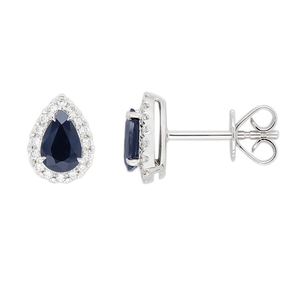 9ct White Gold Sapphire and Diamond stud earrings