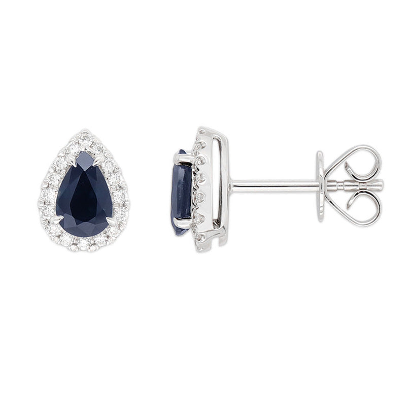 9ct White Gold Sapphire and Diamond stud earrings