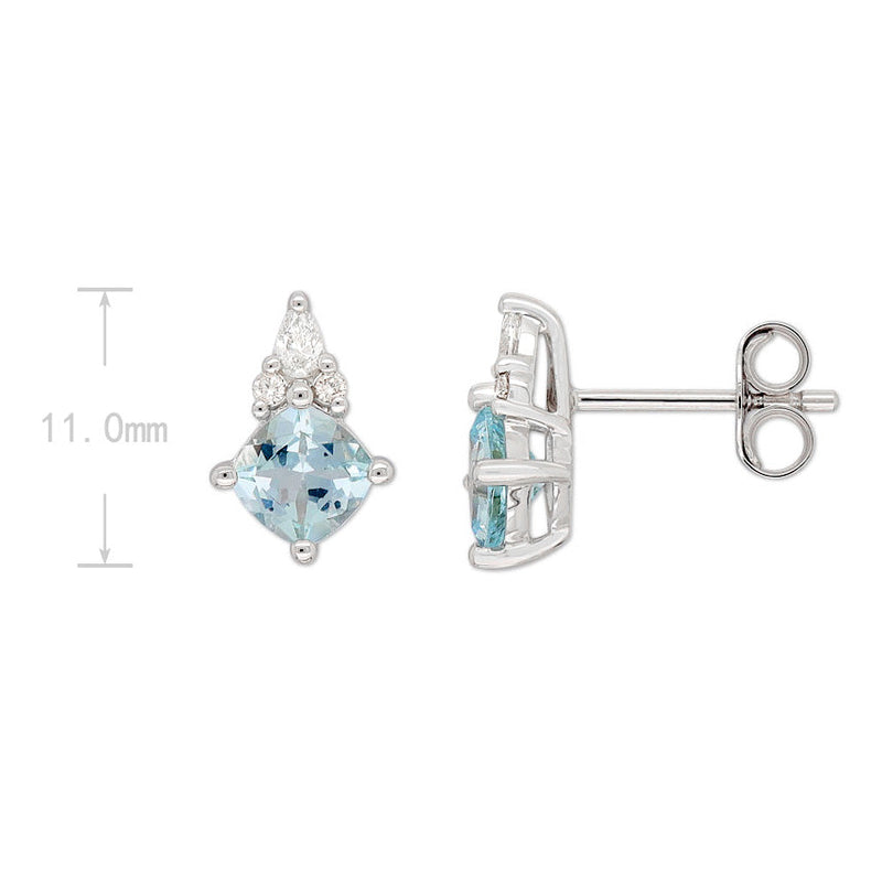 9ct White Gold Aquamarine and Diamond stud earrings