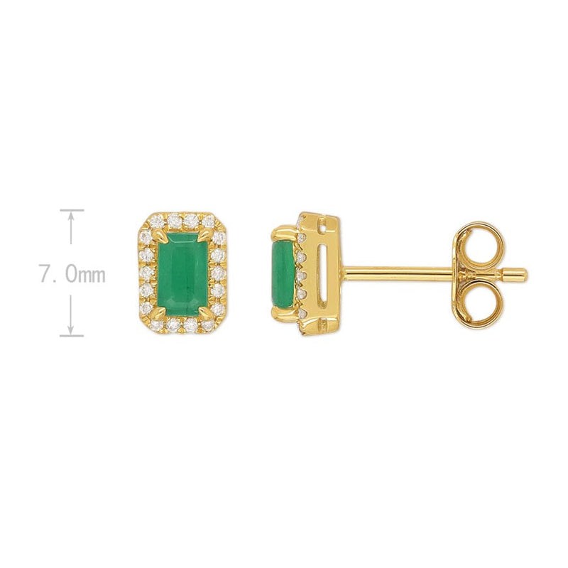 9ct Yellow Gold Emerald and Diamond stud earrings
