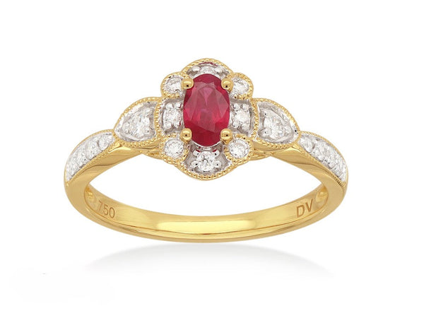 18ct Yellow and White Gold Ruby and Diamond ring