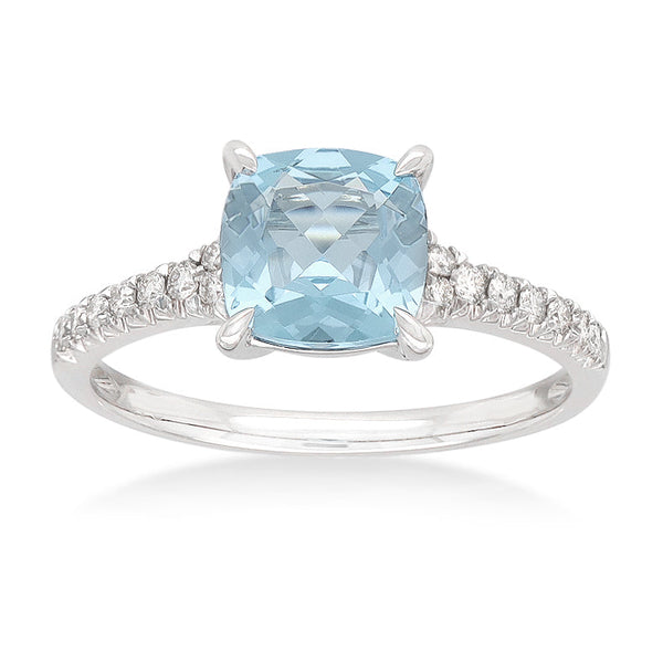 18ct White Gold Aquamarine and Diamond ring