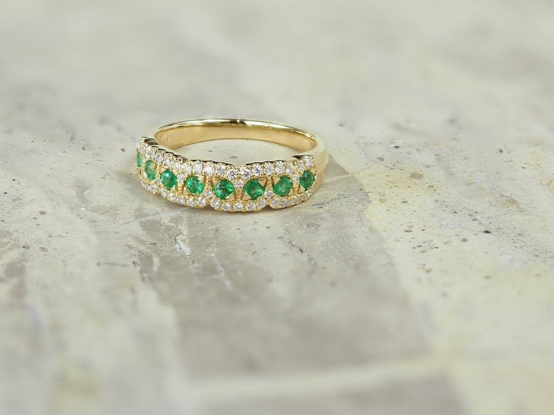 18ct Yellow Gold Emerald and Diamond ring