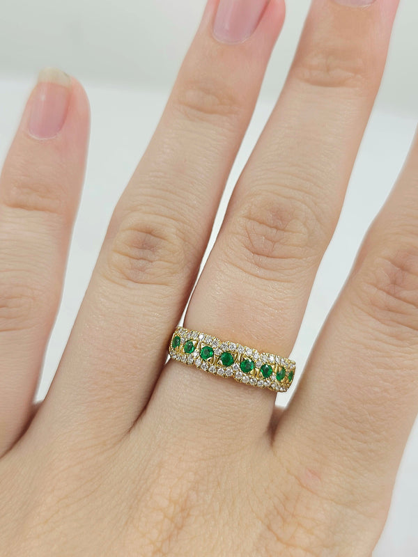 18ct Yellow Gold Emerald and Diamond ring