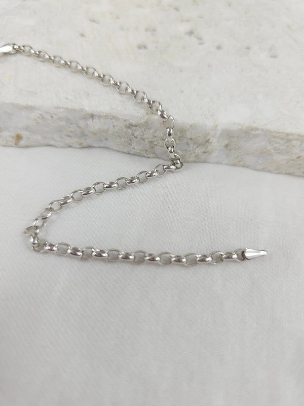 9ct White Gold 3.2mm Oval Belcher Bracelet
