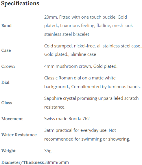 Adina Kensington Dress Watch, CT104G1RB